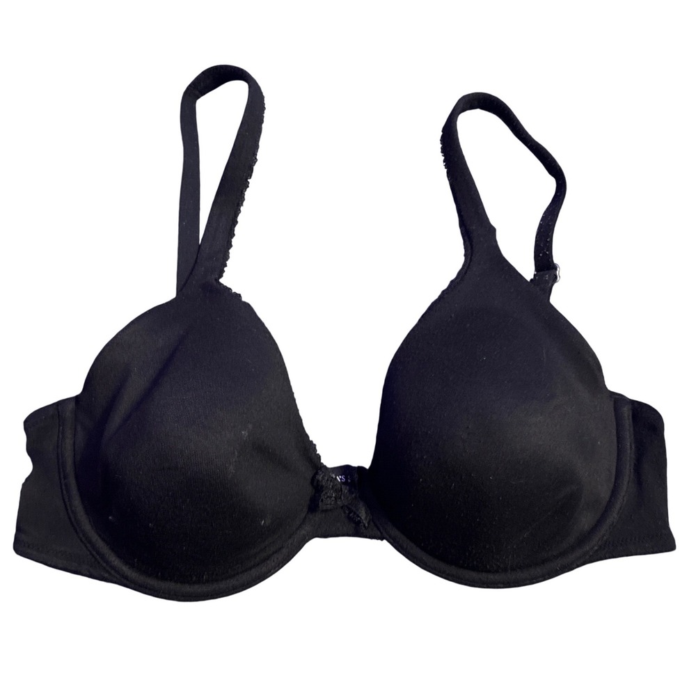 Victoria's Secret Unlined Perfect Coverage Bra Black Underwire 34C